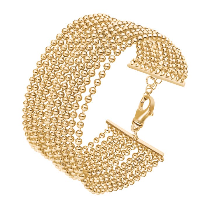 Golden Silver Bracelet Large Cuff Small Chains @250 for wholesale by ORUS BIJOUX