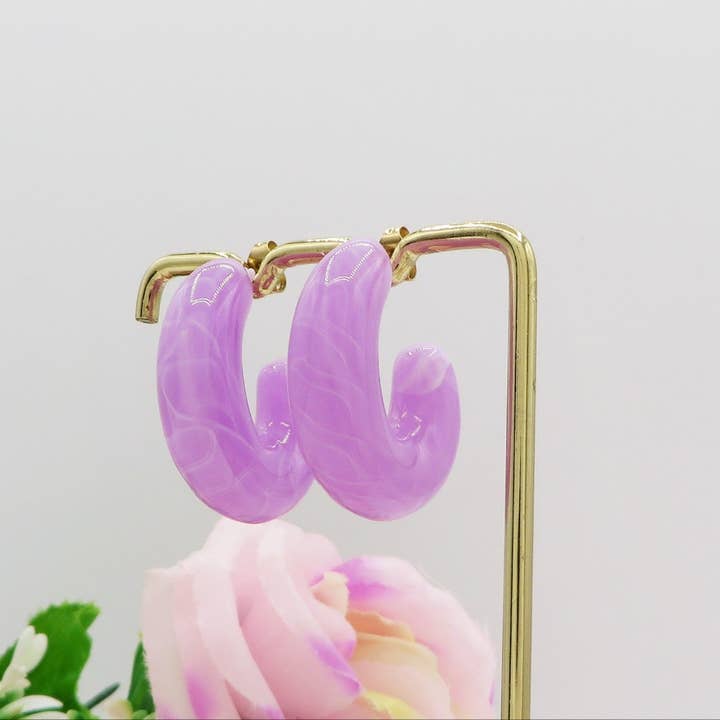 Daemon srls - Wholesale Dangle Earrings - OLIVIA SUMMER - ACCIAIO  inossidabile ~ Paio Orecchini cerchio bombe' in resina semitrasparente9