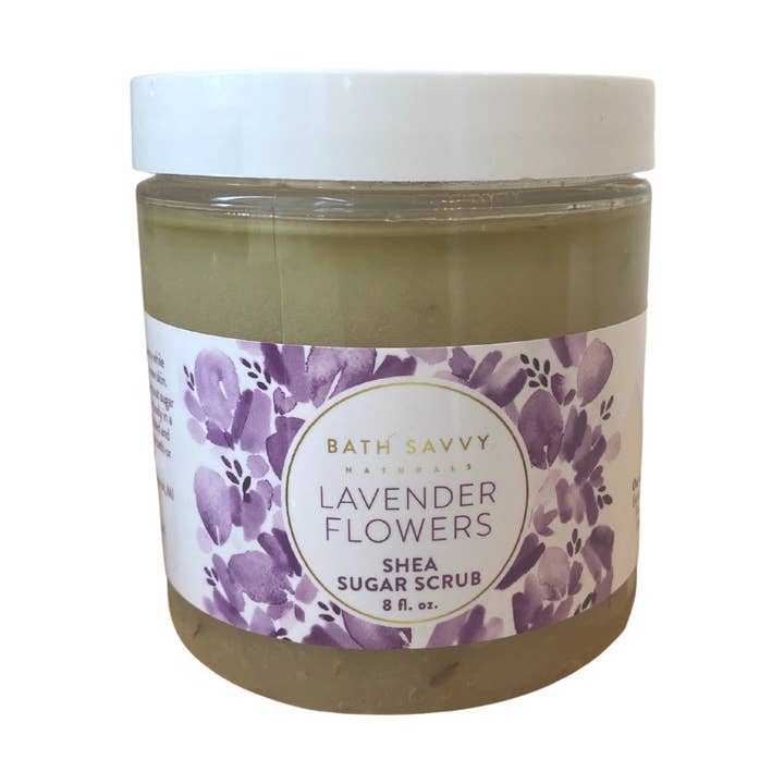Lavender Flowers Sugar Scrub for wholesale by Bath Savvy