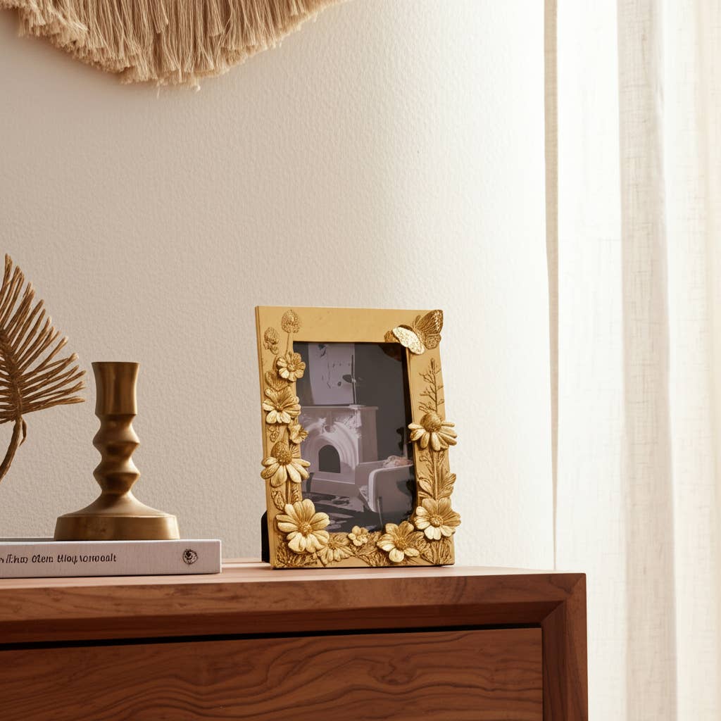 Sagebrook Home - Wholesale Picture Frame - Resin Boho Spring Time Photo Frame - Gold, 4x6 in.1