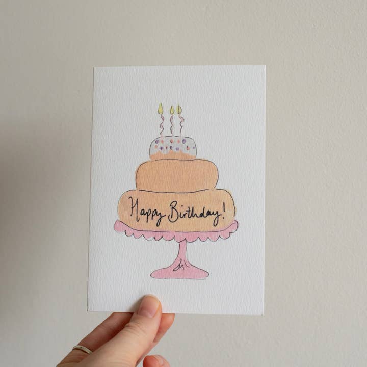 'Happy Birthday' Blush Cake Card for wholesale by Rosetta