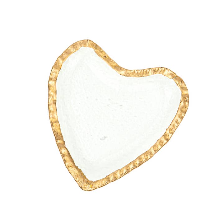 The Royal Standard – wholesale Decorative plate/dish/bowl – Heart Glass Trinket Dish Clear/Gold 4.7x.6x4.5