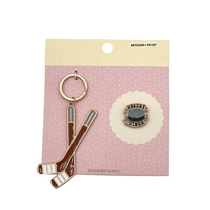 AS SHOWN HOCKEY ENAMEL KEYCHAIN PIN SET for wholesale on Faire