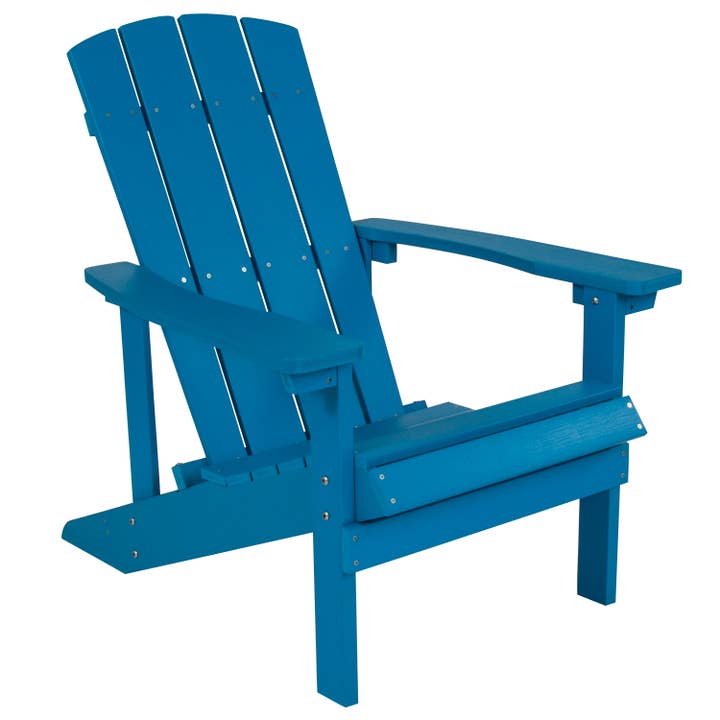 Chaise Adirondack en résine poly bleue pour la vente par Flash Furniture