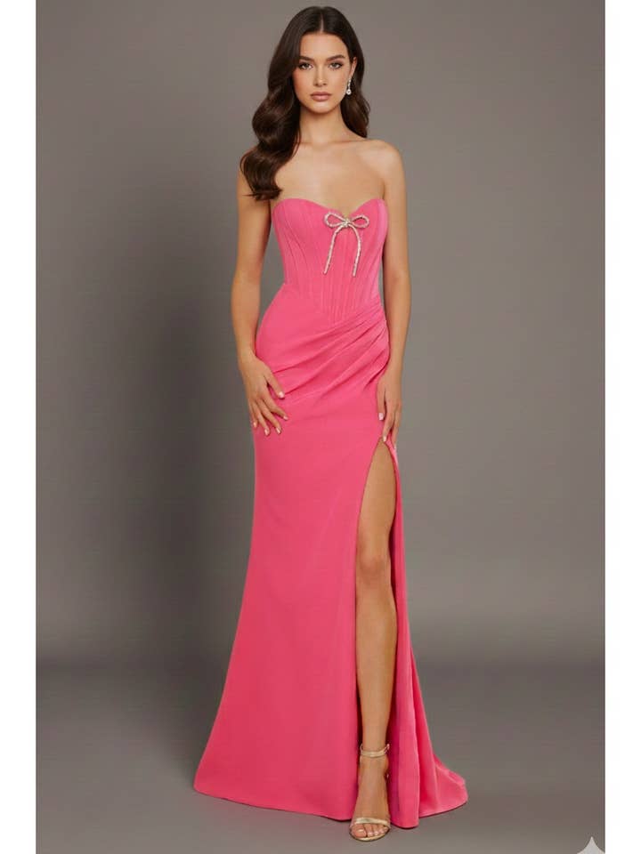 PROM-STRETCH SATIN DRESS for wholesale by FashionShowcase