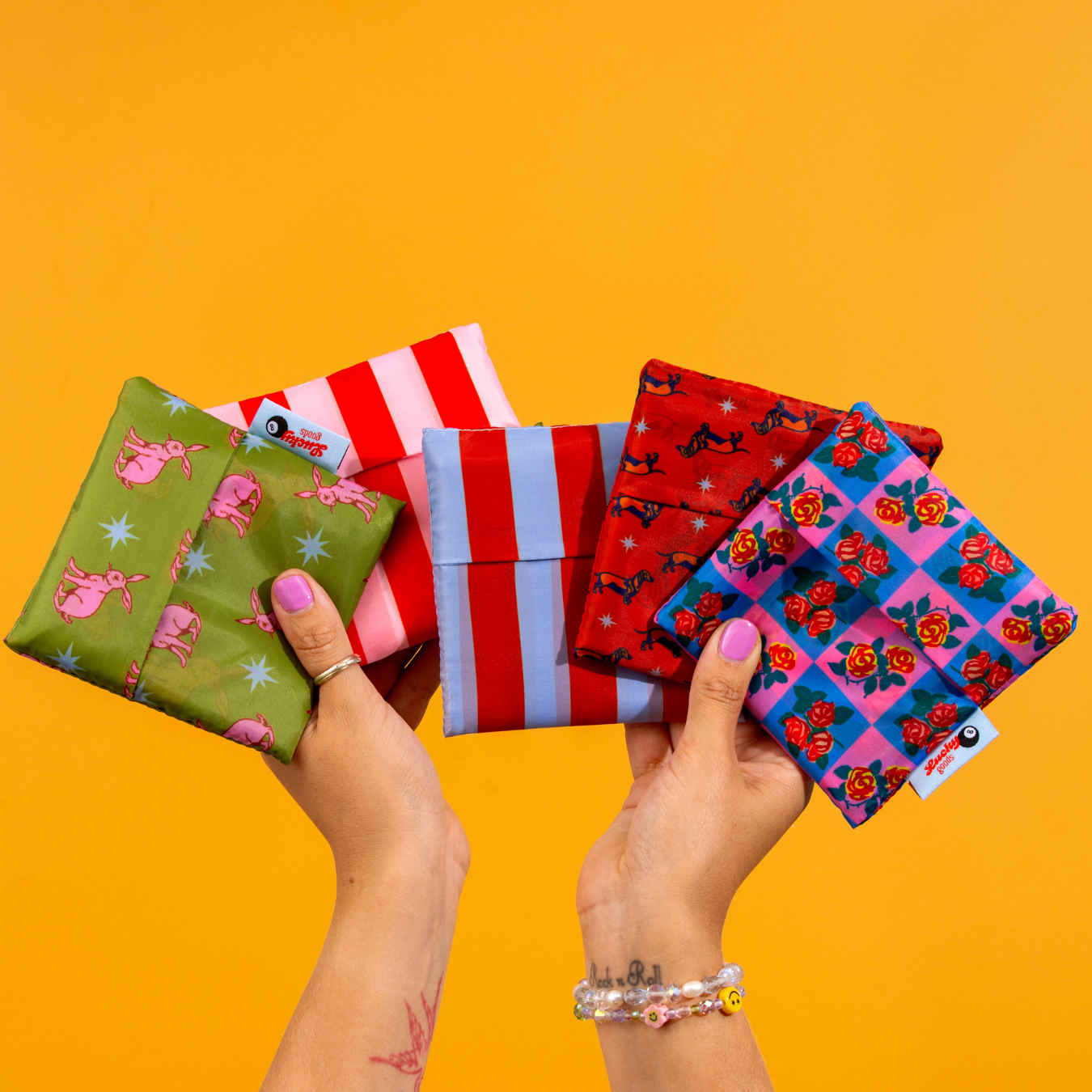 Lucky Goods Paper - Wholesale Tote Bag - Women's - Weenie Starburst Pattern Foldable Nylon Tote5