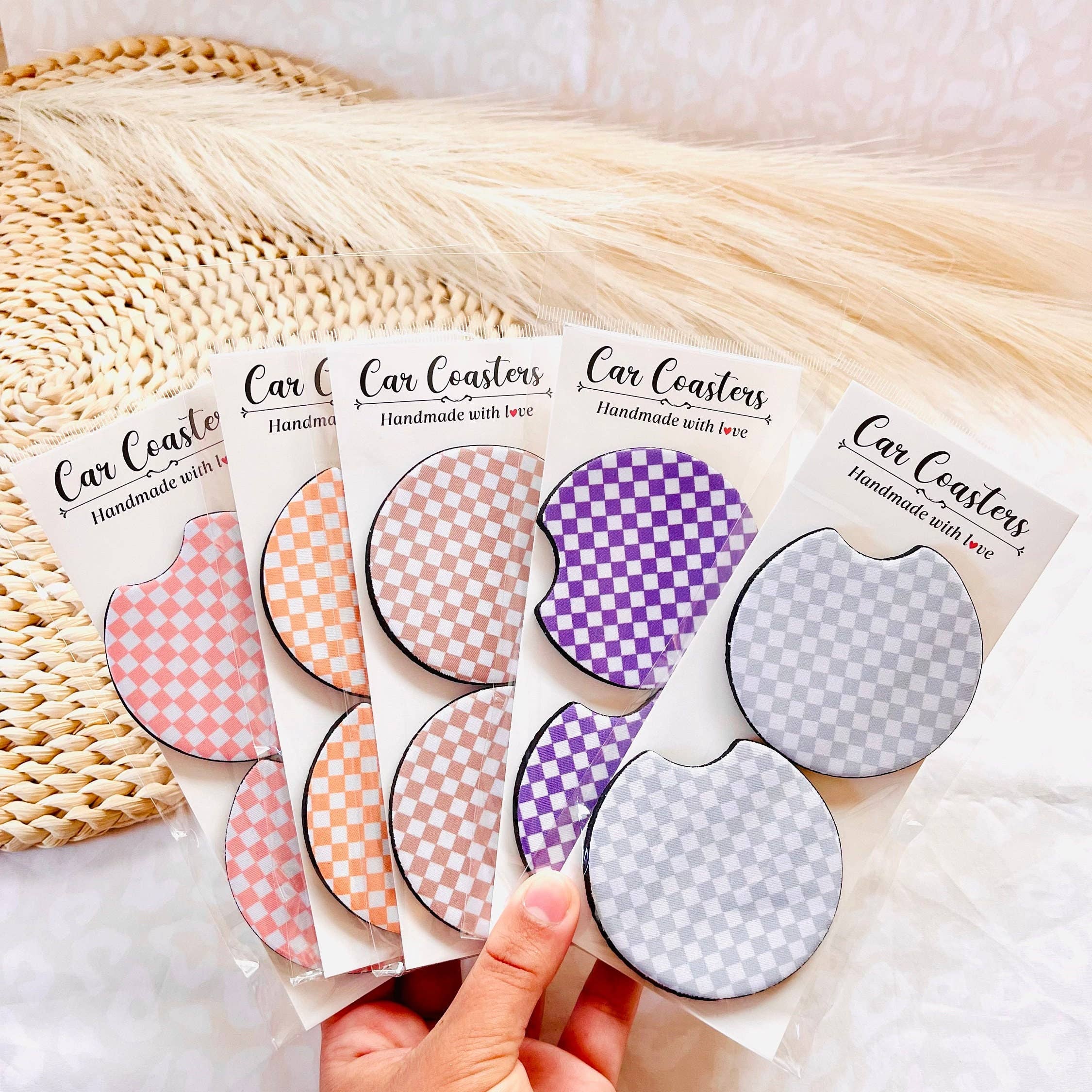 MarissaDDesigns - Vente Sous-verre pour voiture – unisexe - Dessous de verre pour voiture - Lot de 2 avec motifs floraux6