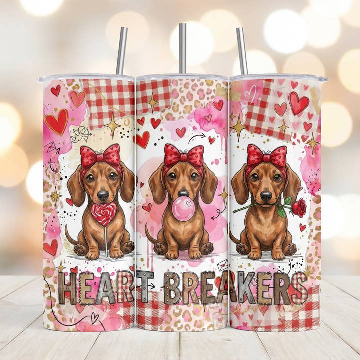 Dackel Hunde Herzbrecher 20oz Schlanker Becher für den Großhandel von Dogwood Graphics & Design