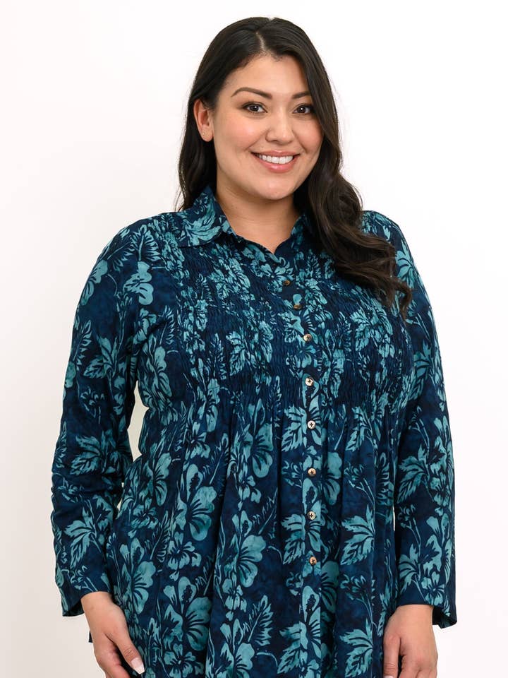 Blusa Cindy L/S, Emerald Mirage per la vendita all'ingrosso da parte di Blue Sky Clothing Co LLC