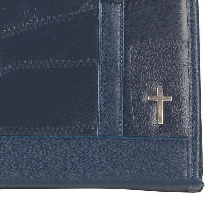 Dicksons - Wholesale Bible Cover - Bible Cov Patchwork Navy Lthr Lg Print