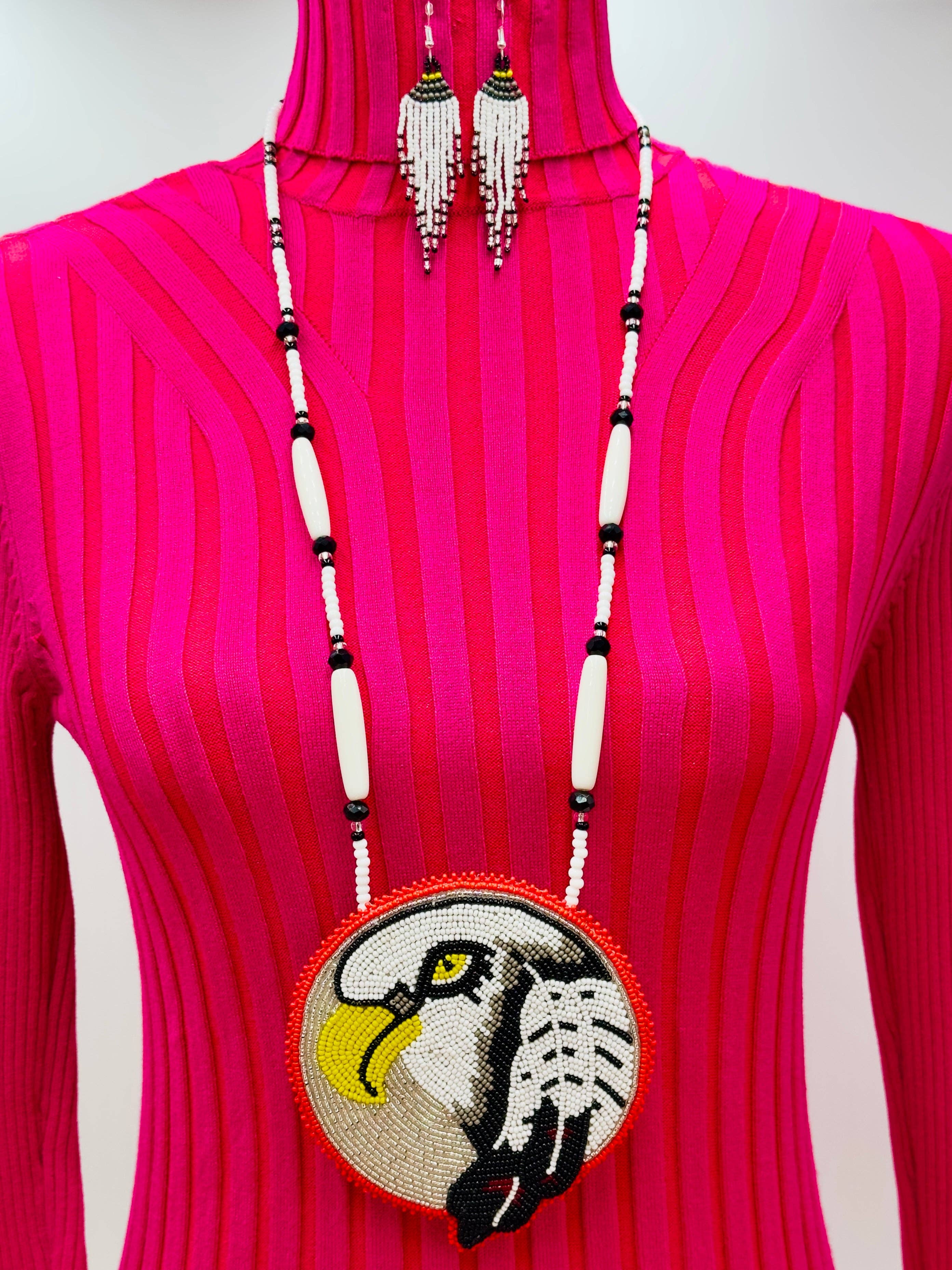 BEADS CORNER – wholesale Jewellery set – Handmade Eagle Feather Rosette pendant necklace set4