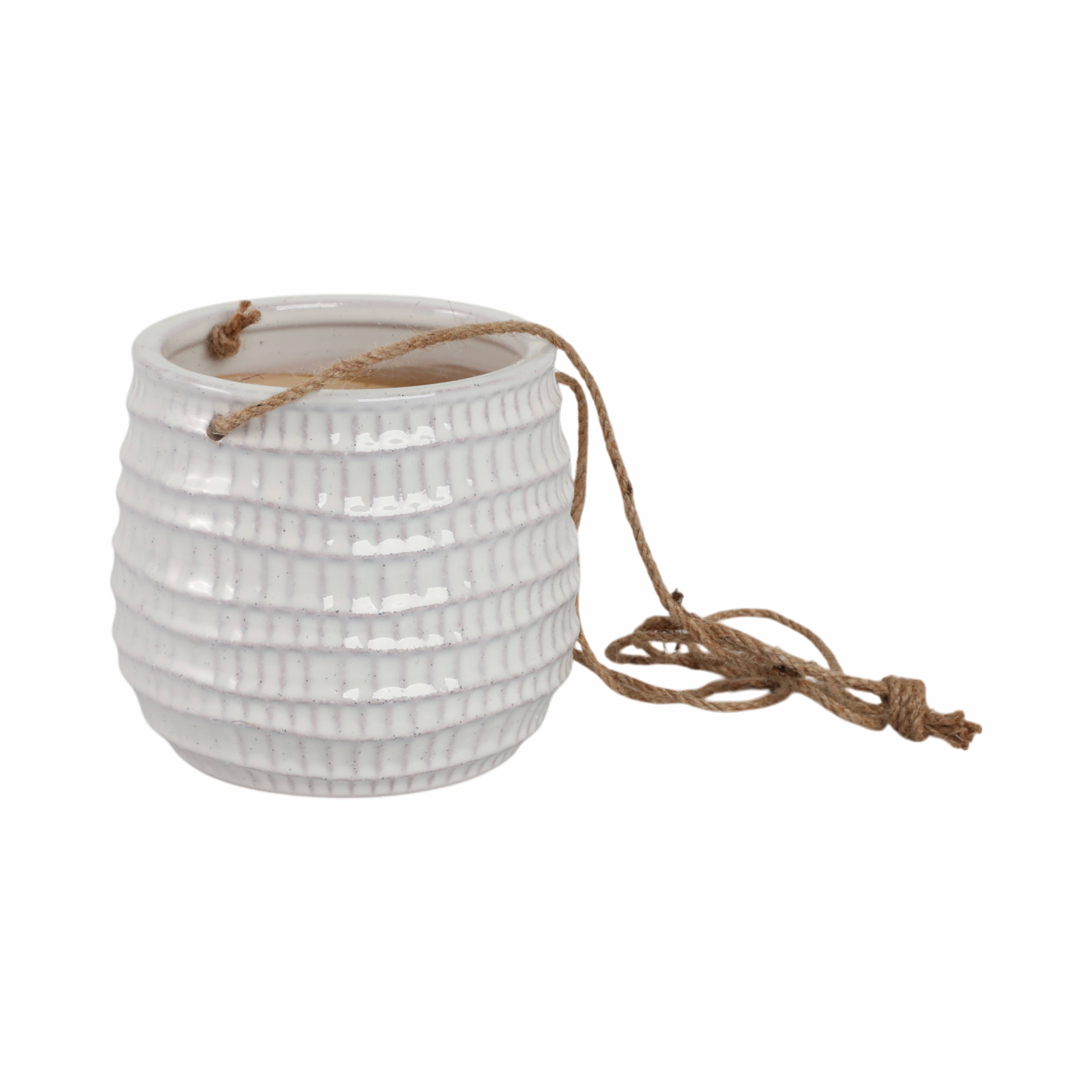 Sagebrook Home - Wholesale Hanging Planter - Ivory 6 in. Ceramic Round Dimpled Garden Hanging Planter3