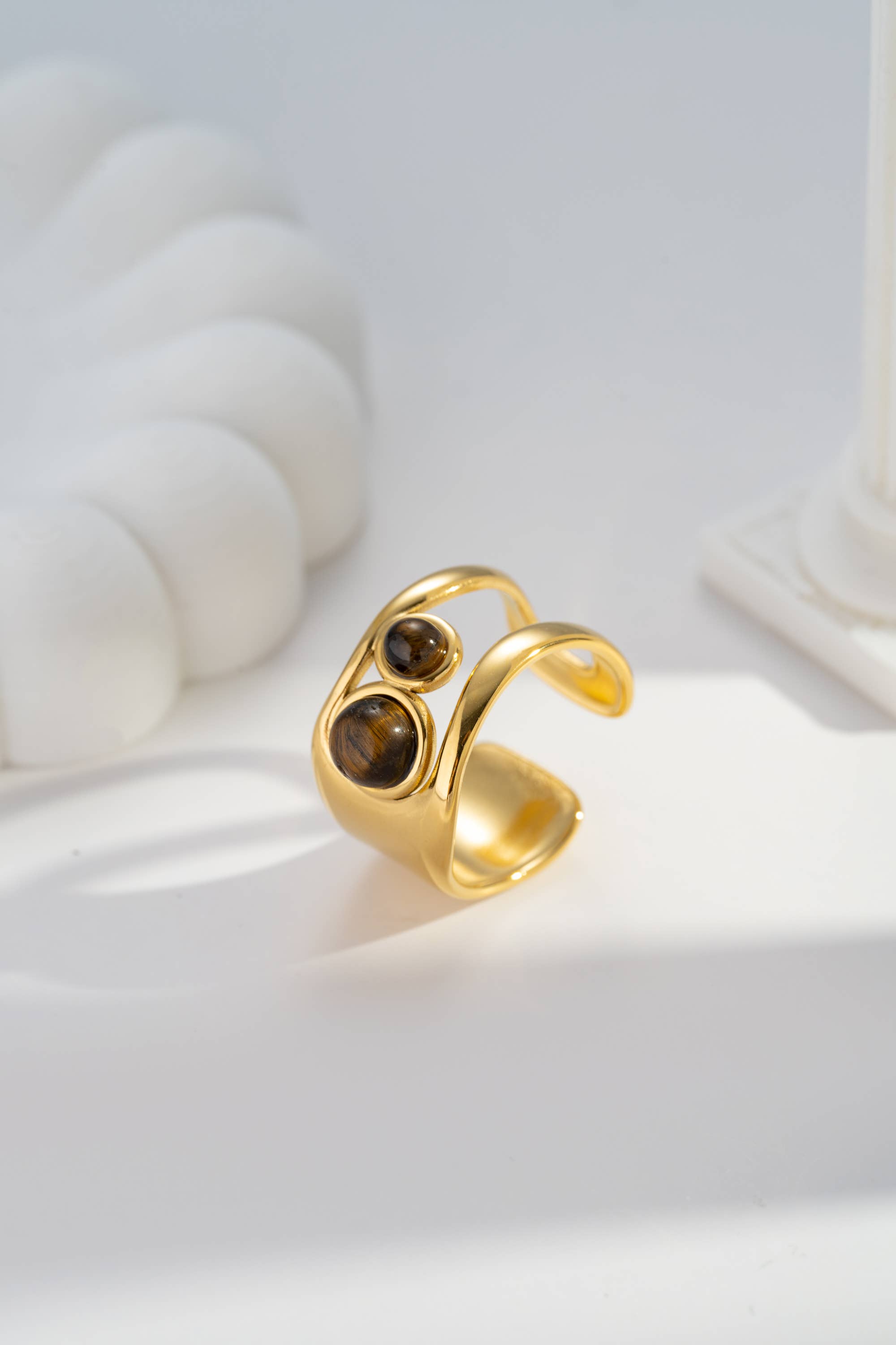 COSMOS - Wholesale Single Stone/Solitaire Ring - Modern design stainless steel ring adorned with natural stone2