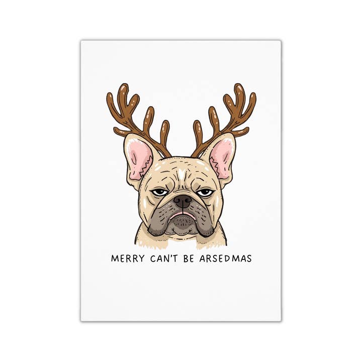 Sjovt julekort - Fræk fransk bulldog for engroshandel hos Smirk & Scribble