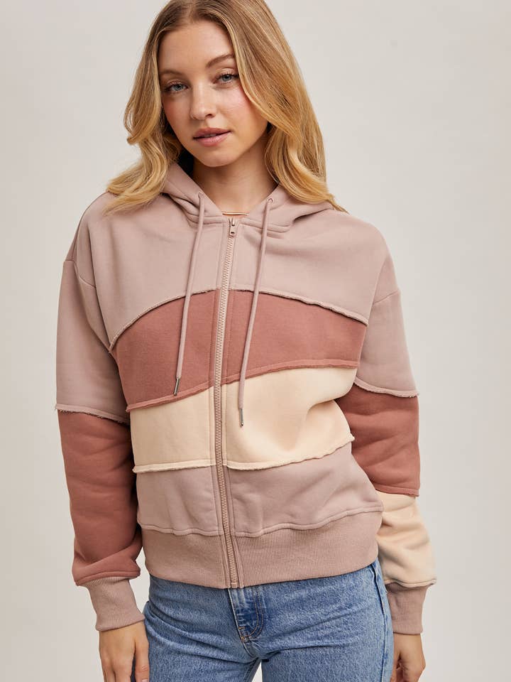 Bluivy - Wholesale Hoodie – Women's - ZIPPER FRONT PATCHWORK LANDSCAPE HOODIE JACKET12
