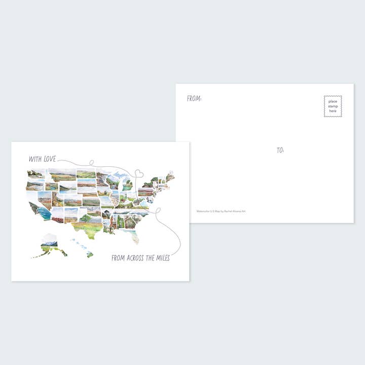 Rachel Alvarez Art - Wholesale Postcard - long distance state postcard4