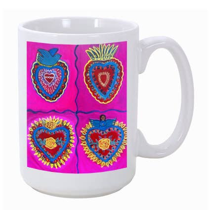 Four Sacred Hearts 15 oz. Ceramic Mug for wholesale by Bronze Baboon