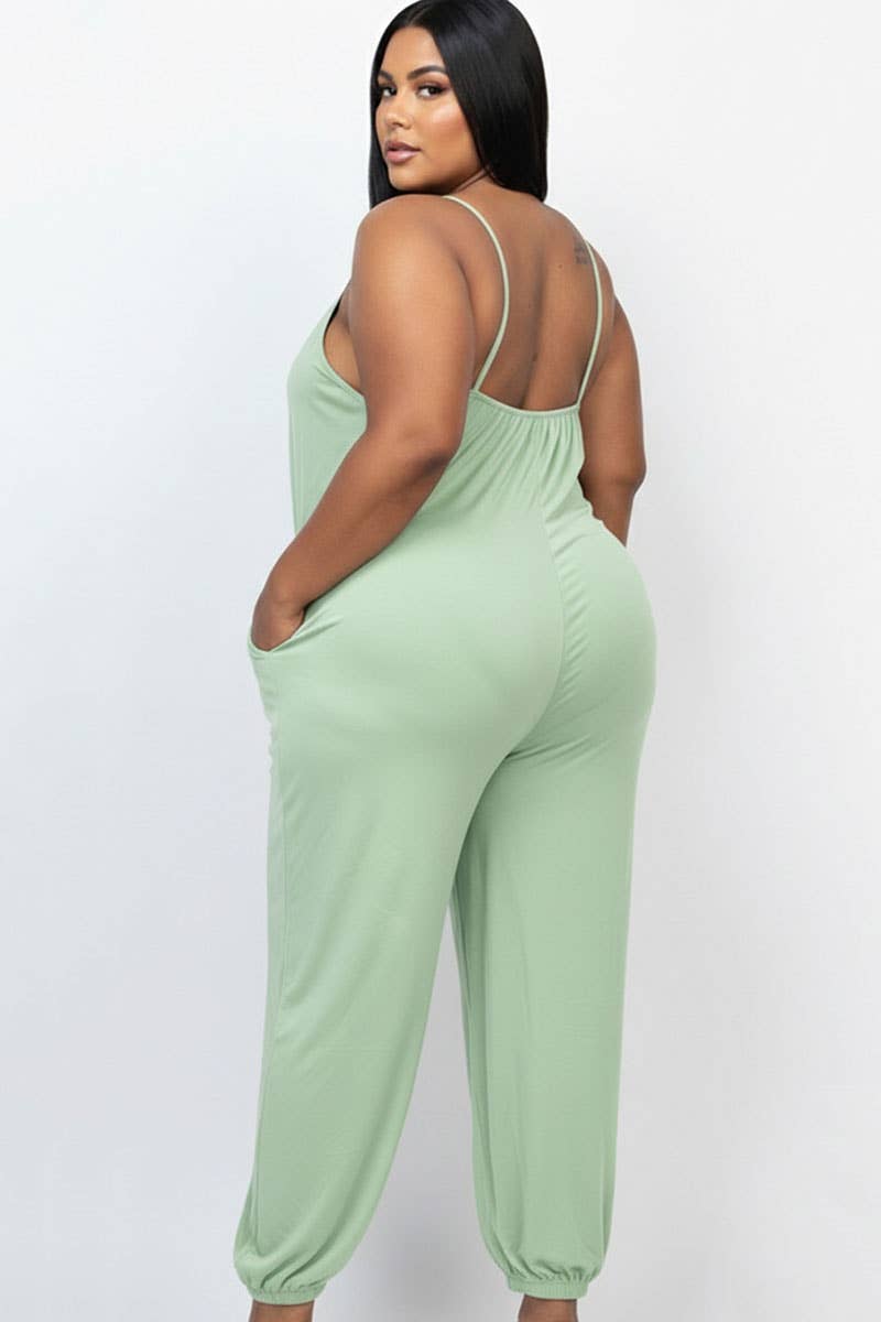 CAPELLA APPAREL - Wholesale Jumpsuit - Women's - Plus Size Sleeveless Jogger Jumpsuit6
