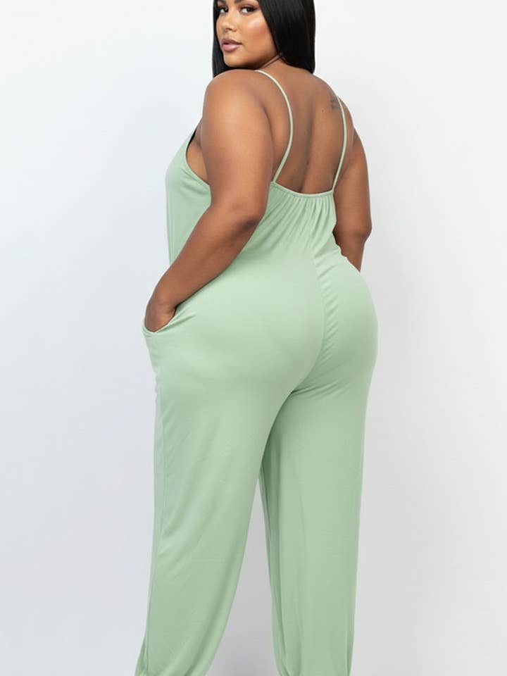 CAPELLA APPAREL - Wholesale Jumpsuit - Women's - Plus Size Sleeveless Jogger Jumpsuit6