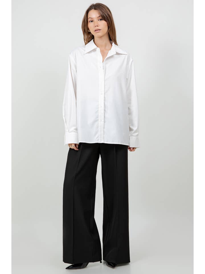 MULTI WEAR BACK PLACKET DETAILED POPLIN SHIRT - WHITE for wholesale on Faire5