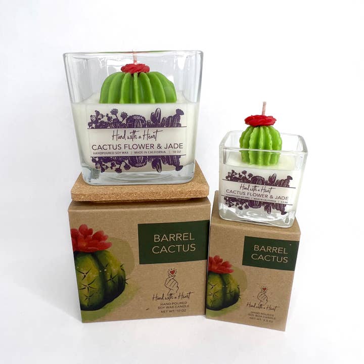 Hand with a Heart - Wholesale Jar/Filled Candle - Cactus flower & Jade Soy Wax Candle