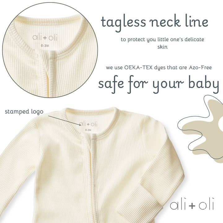 Ali+Oli - Wholesale Clothing Set - Baby - Baby Footie 2-Way Zipper – Organic Cotton Waffle Knit6