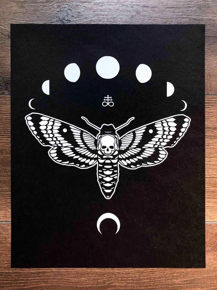 Death Moth screen print for wholesale by Leviathan Artworks