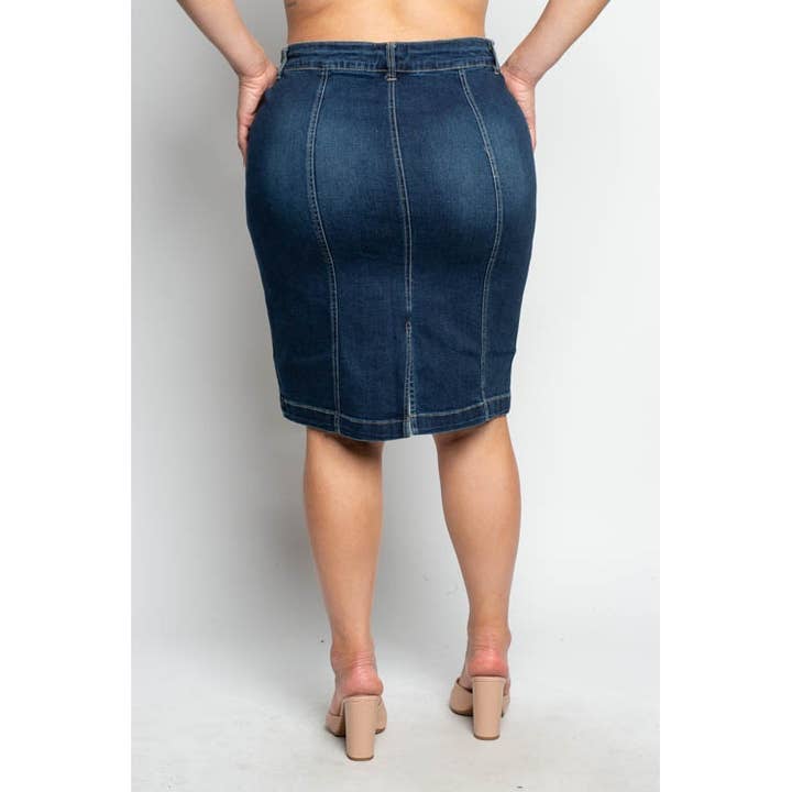 Curve Market - Venta al por mayor Falda - Mujer - FALDA LÁPIZ DE MEZCLILLA CON BOTONES EN LA PARTE DELANTERA DE TALLA GRANDE2