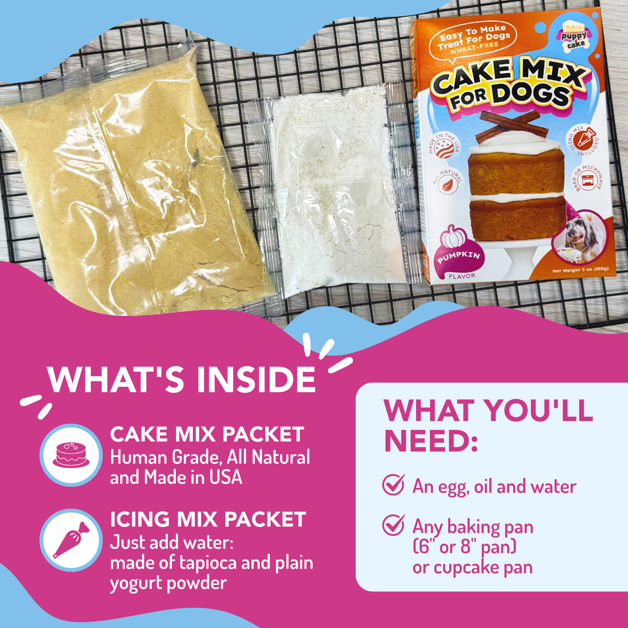 Puppy Cake LLC - Vente Friandises – chien - Puppy Cake - Mélanges à gâteaux d'anniversaire pour chiens avec glaçage17