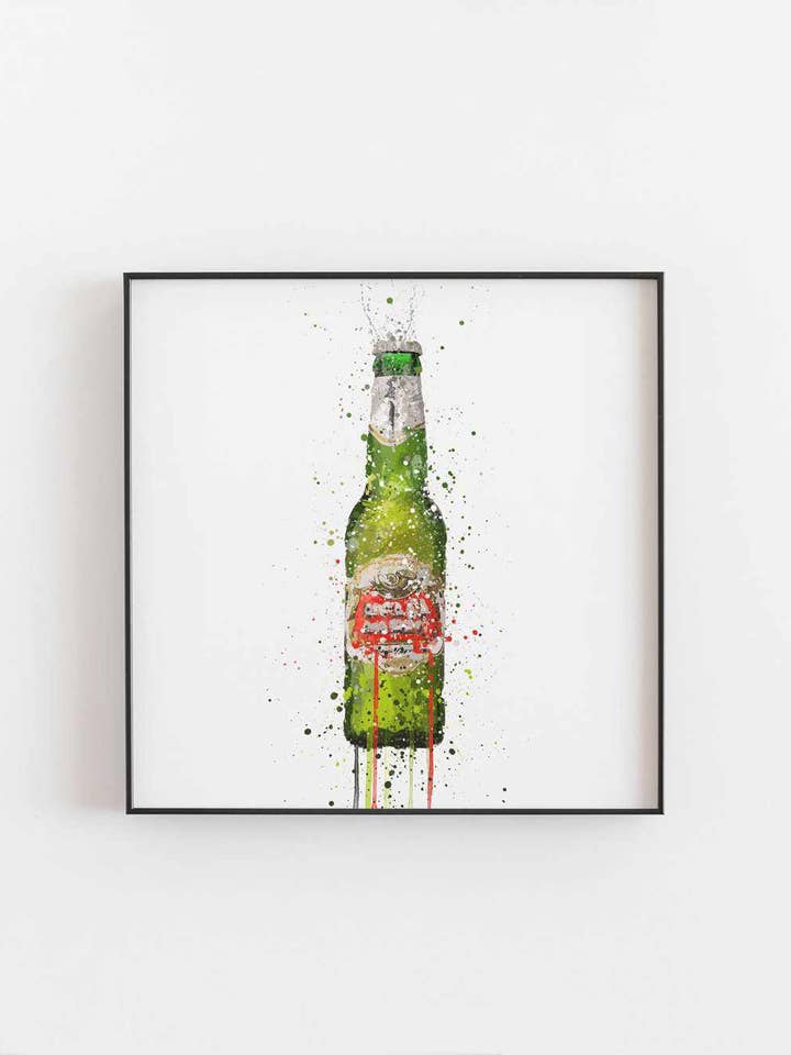 Beer Bottle Wall Art Print 'Peridot' for wholesale by We Love Prints