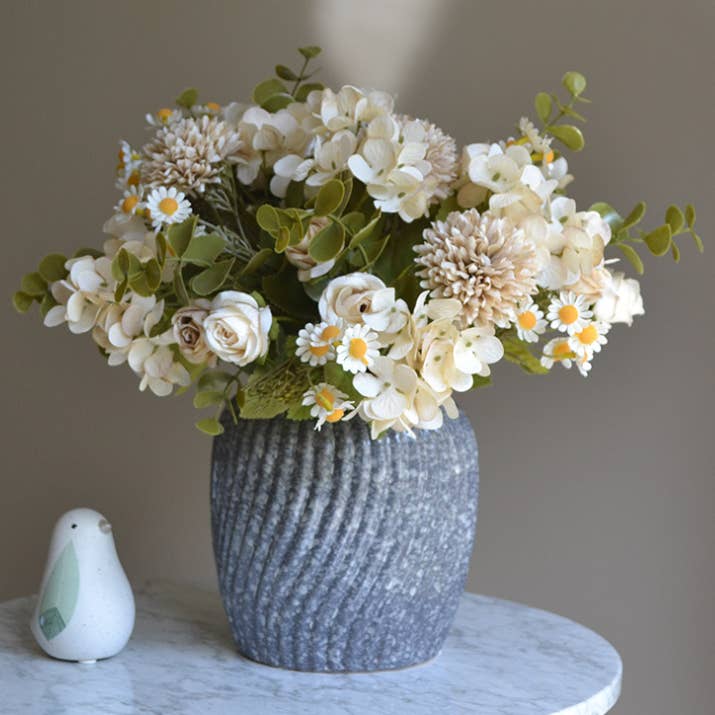 Sweet Home Deco - Wholesale Artificial Flowers - 12''T Silk Mixed Floral Bouquet, Rose/Hyrangeas/Mums/Daisies