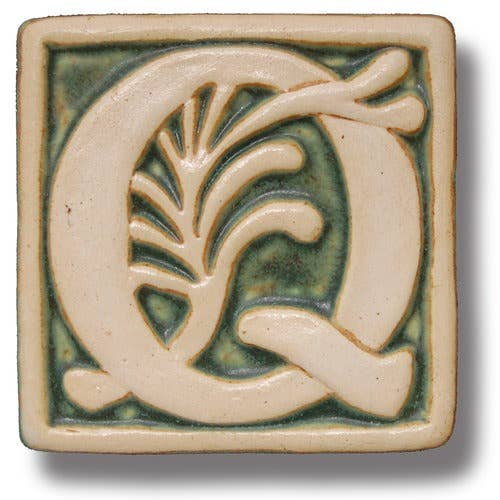 Bogstav Q, Tile William Morris Style 4x4" for engroshandel hos Whistling Frog Tile Inc.