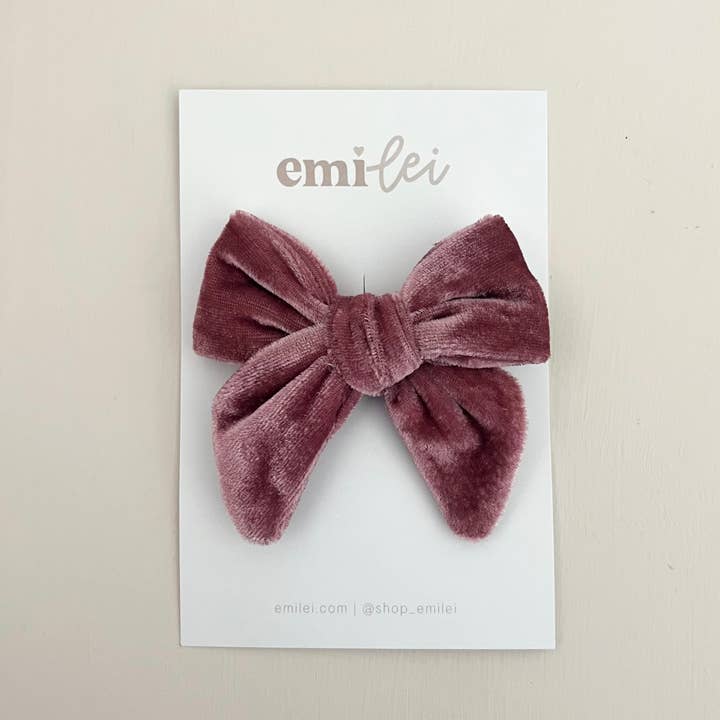 Velvet Fable Bow 2.0 Hair Clip - Plum Rose for wholesale by Emi Lei
