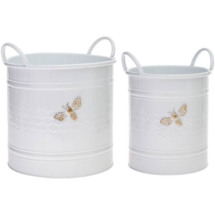 Boston International - Wholesale Bucket/Pail - 11" Round White Bee Buckets Set Of 20