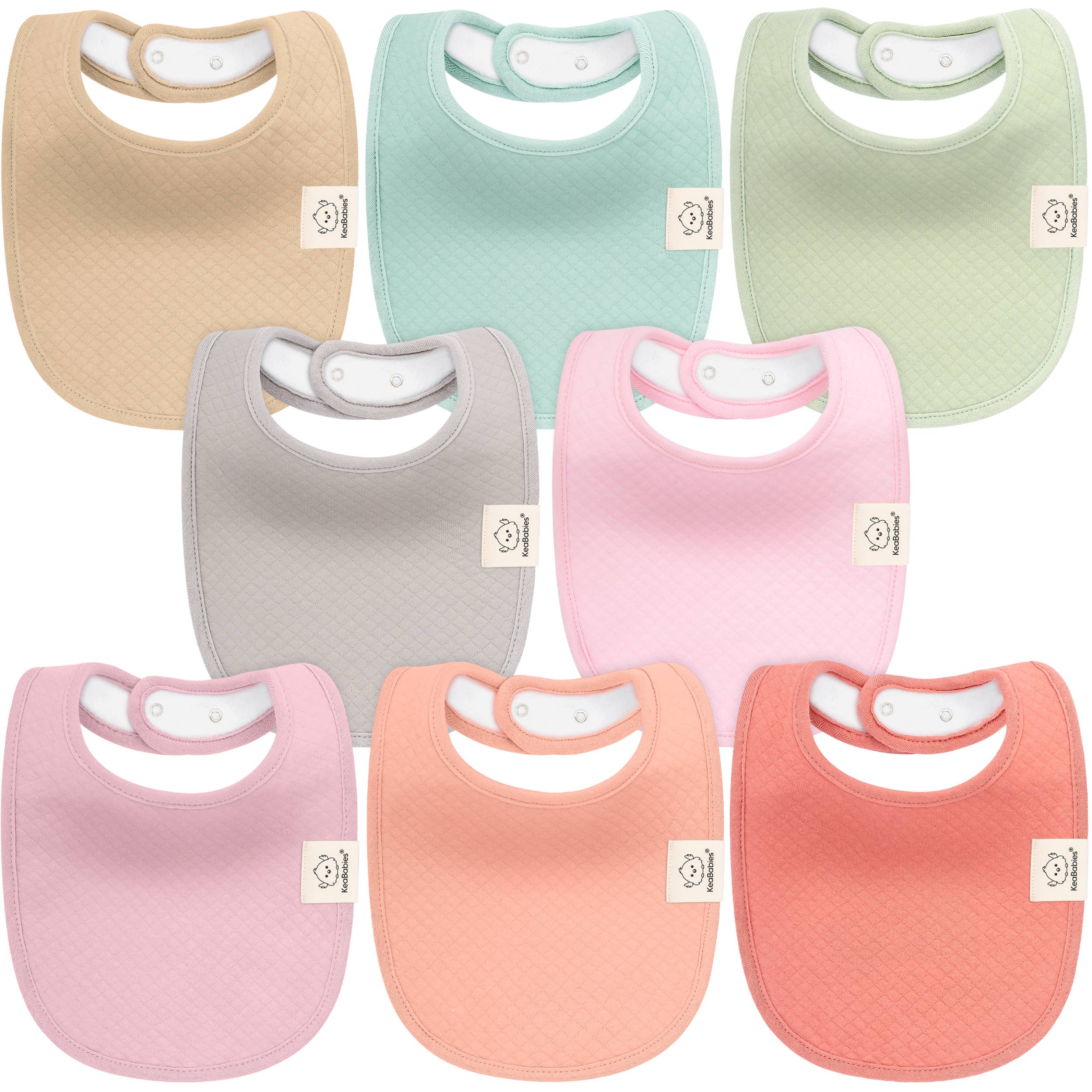 Muted Pastel 8-Pack Quin Baby Bibs for Drooling and Teething for wholesale on Faire0