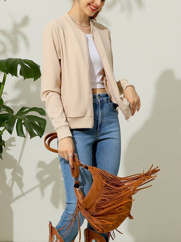 CWOJA699_ZIP UP BOMER JACKET WITH SIDE POCKETS for wholesale by NINEXIS