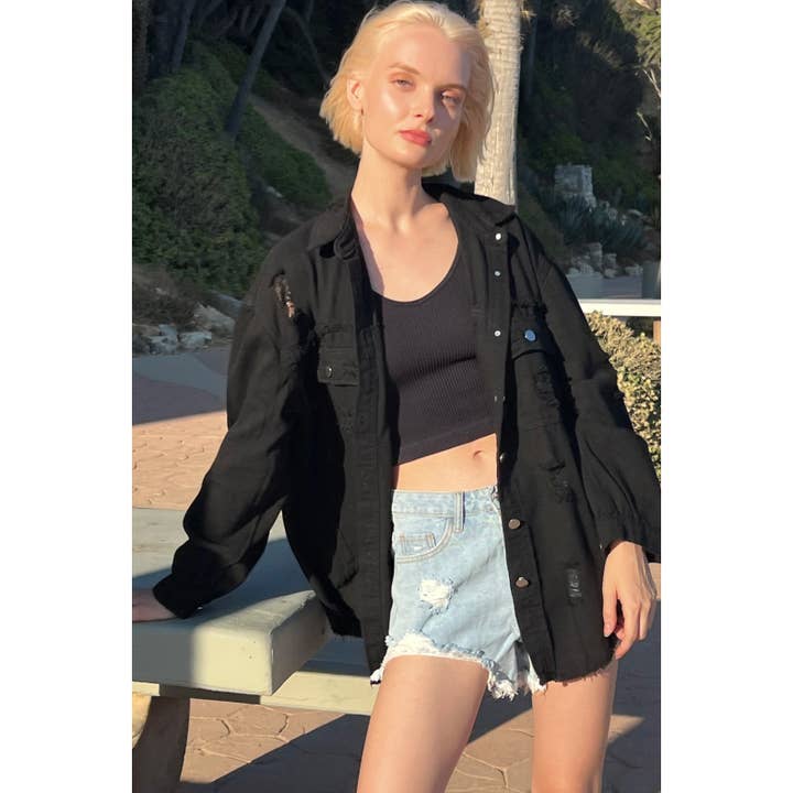 WASHED DISTRESSED JACKET for wholesale by Mapcie