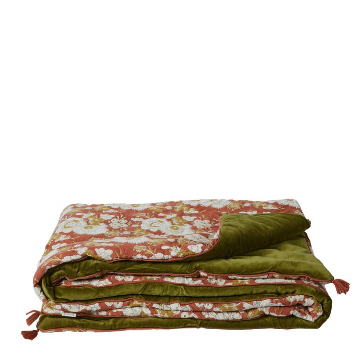 Bonheur du Jour - Wholesale Throw Blanket - Vishnu Squirrel velvet and floral print sofa cover