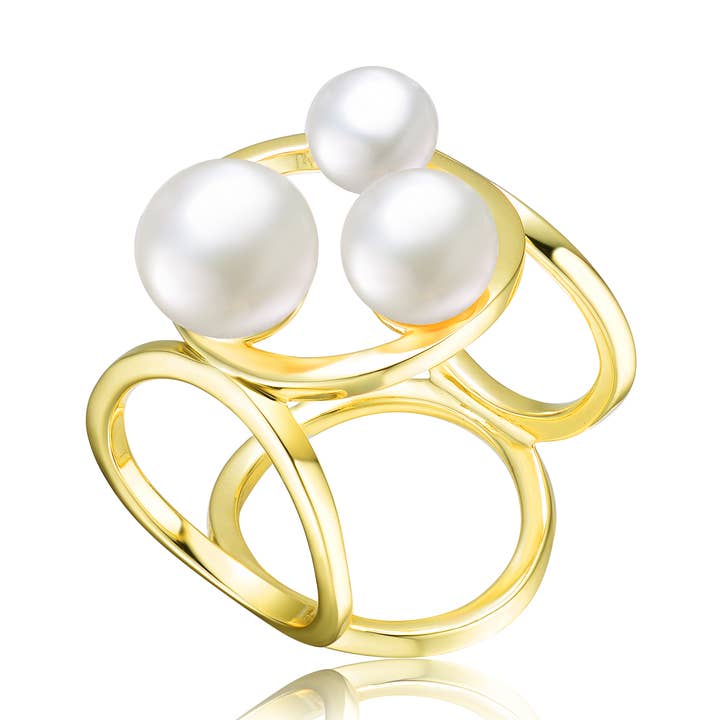 Sterling Silver with Gold Plated Geometric Ring for wholesale by Genevive