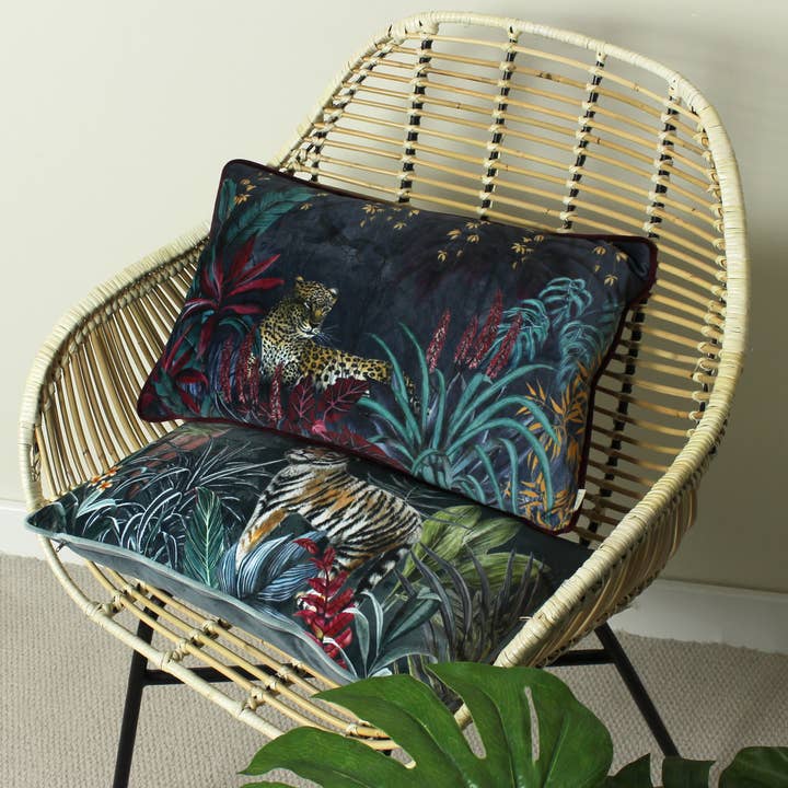 Zinara Leopard Rectangular Cushion Midnight for wholesale on Faire4