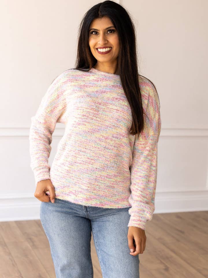 Brighter Days Multicolor Heathered Sweater for wholesale by GRACE+EMMA by Southern Grace