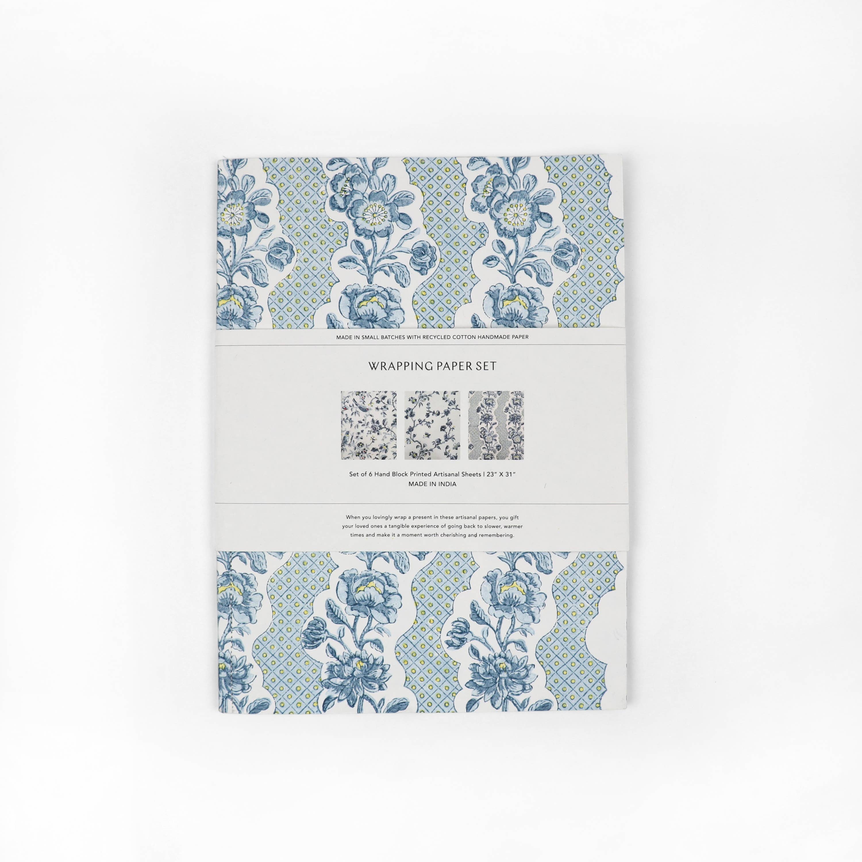 Craft Boat – Großhandel Geschenkpapier in Bögen – BLAUES BLOCKBEDRUCKTES GESCHENKVERPACKUNGSPAPIER-HEFT - SET AUS 6 STÜCK2