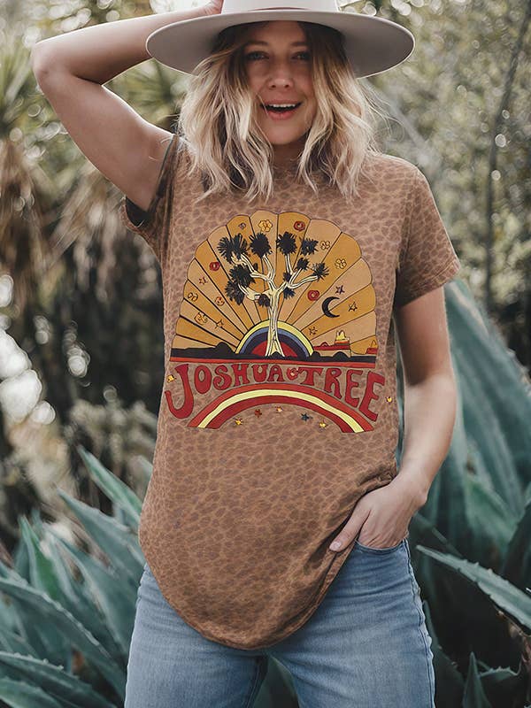 Joshua Tree Leopard Tee for wholesale by Life Clothing Co