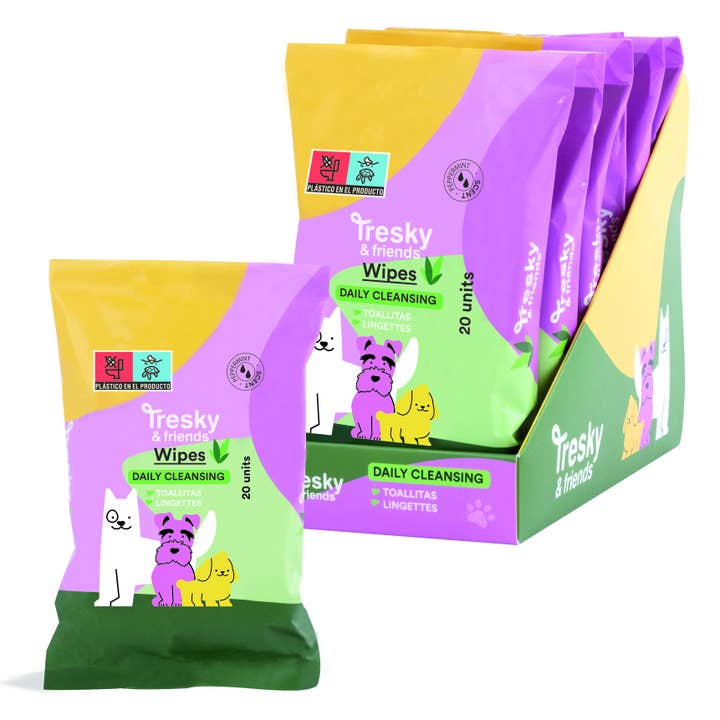 Aquarius Cosmetic SLU - Wholesale Pet Hair Accessory - Dogs - TRESKY & FRIENDS PET CLEANSING WIPES 20pcs3