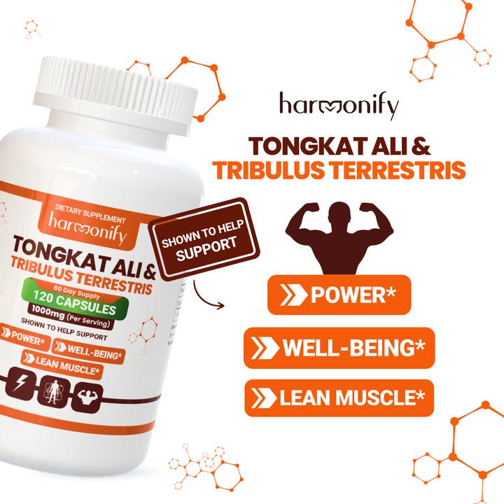 HARMONIFY Tongkat Ali pour hommes, extrait de fruit de Tribulus Terrestris 120 gélules, 1000 mg pour la vente par HARMONIFY