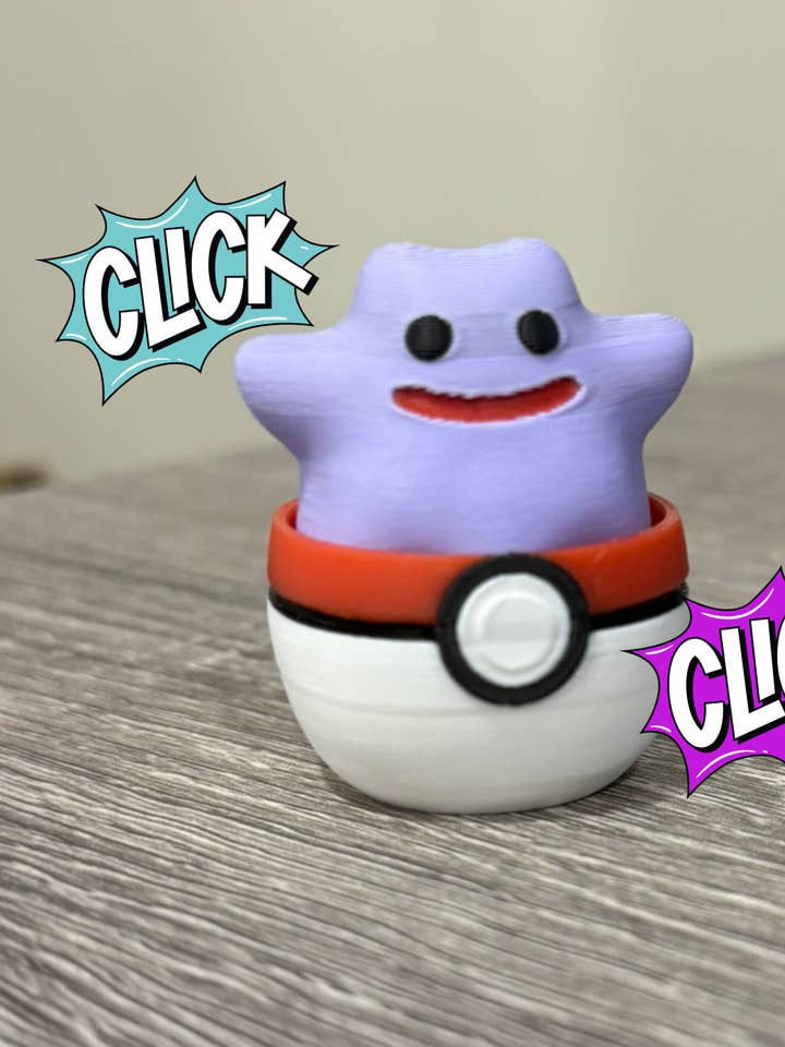 3D-utskriven Ditto i en Pokéboll Fidget Clicker för wholesale av Upstate Design Decor