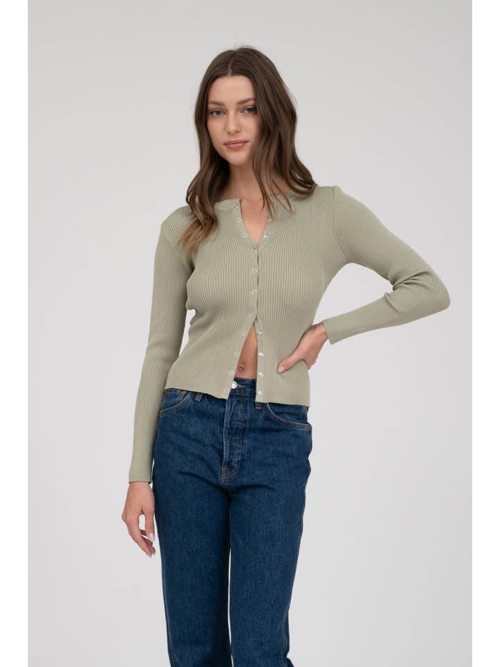 The Workshop Studio - Vente Cardigan – femme - GILET EN MAILLE À COL ROND AVEC BOUTONS-PRESSION7