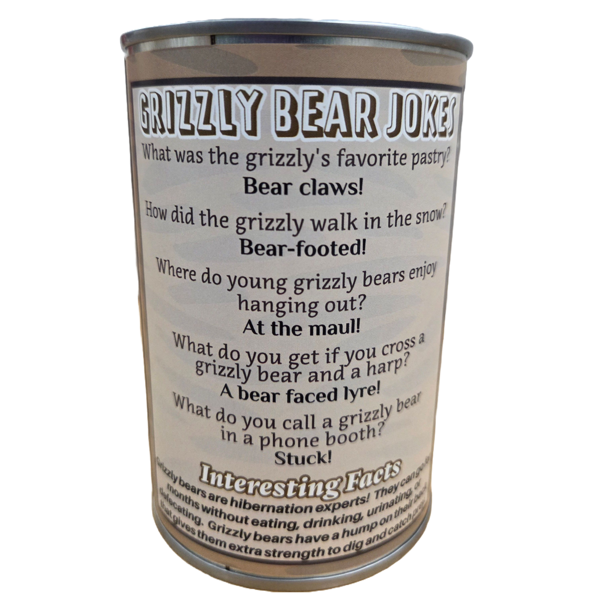 Canned Gifts - Wholesale Stuffed/Plush Toy - Kids & Baby - Monarch the Canned Grizzly Bear | Plush Animal Can w/Jokes1