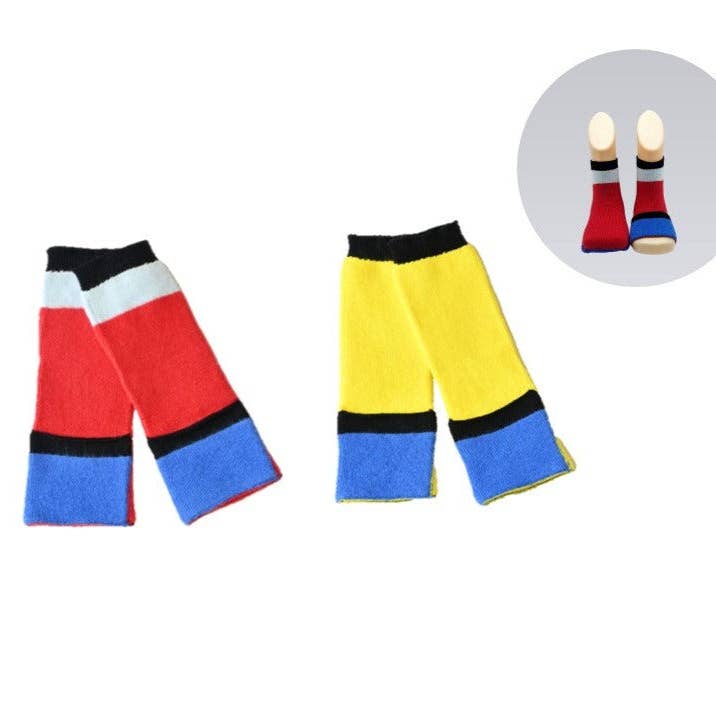 Småbørn sømløse gribesokker - 2-pak - Rød og gul for engroshandel hos Peekaboo Socks