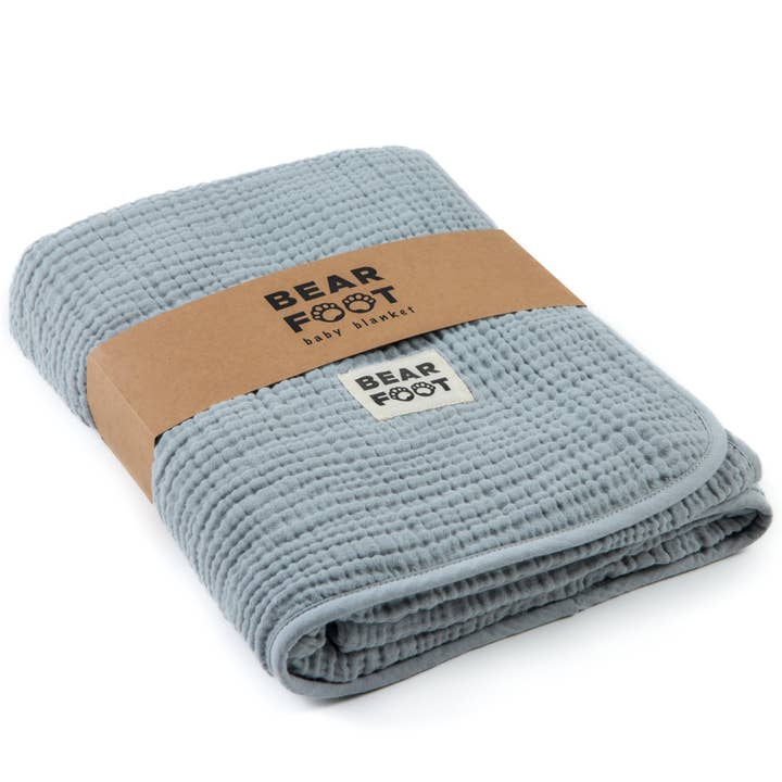 Copertina per neonati doppio strato in muslin e pile soffice - grigia per la vendita all'ingrosso da parte di BEARFOOT
